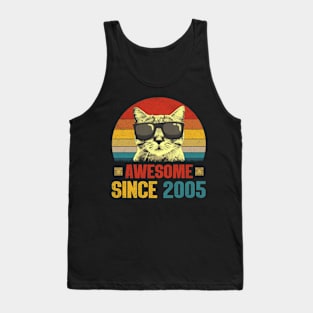 Awesome Since 2005 19th Birthday Gifts Cat Lover Tank Top